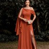 VESTIDO LIVIA UM OMBRO DETALHE FIVELA - TERRACOTA