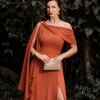 VESTIDO LIVIA UM OMBRO DETALHE FIVELA - TERRACOTA