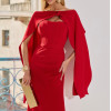VESTIDO DE FESTE JOANE CREPE ALFAIATARIA COM CAPA - VERMELHO