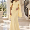 VESTIDO DE FESTE JOANE CREPE ALFAIATARIA COM CAPA - AMARELO MANTEIGA