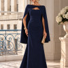 VESTIDO DE FESTE JOANE CREPE ALFAIATARIA COM CAPA - AZUL MARINHO