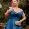 VESTIDO DE FESTA ANGÊLA PLUS ZIBELINE - AZUL PETROLEO