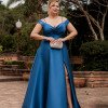 VESTIDO DE FESTA ANGÊLA PLUS ZIBELINE - AZUL PETROLEO