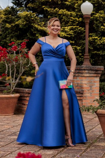 VESTIDO DE FESTA ANGÊLA PLUS ZIBELINE - AZUL ROYAL
