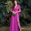 VESTIDO VALERIE CAUDA COSTAS CREPE MUSSELINE - FÚCSIA