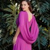 VESTIDO VALERIE CAUDA COSTAS CREPE MUSSELINE - FÚCSIA