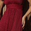 VESTIDO DE FESTA CLÉO LUREX CRISTAL FENDA - MARSALA