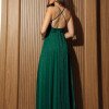 VESTIDO DE FESTA CLÉO LUREX CRISTAL FENDA - VERDE ESMERALDA