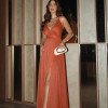 VESTIDO DE FESTA CLÉO LUREX CRISTAL FENDA - TERRACOTA