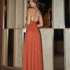 VESTIDO DE FESTA CLÉO LUREX CRISTAL FENDA - TERRACOTA