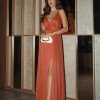 VESTIDO DE FESTA CLÉO LUREX CRISTAL FENDA - TERRACOTA