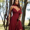 VESTIDO FRANCINE LONGO FENDA CHOKER - MARSALA
