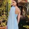 VESTIDO DE FESTA RANCHCORE MANGA AMPLA OMBRO - AZUL SERENITY