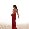 VESTIDO MADELEINE LONGO COM FENDA - VERMELHO