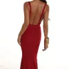 VESTIDO MADELEINE LONGO COM FENDA - VERMELHO