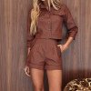 CONJUNTO NÚBIA SHORTS E CASAQUETO - CHOCOLATE