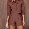 CONJUNTO NÚBIA SHORTS E CASAQUETO - CHOCOLATE