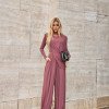 CONJUNTO SUÉCIA CALÇA ALADIM E BLUSA DREPEADA - ROSA SECO