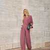 CONJUNTO SUÉCIA CALÇA ALADIM E BLUSA DREPEADA - ROSA SECO