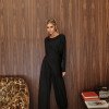 CONJUNTO SUÉCIA CALÇA ALADIM E BLUSA DREPEADA - PRETO