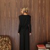 CONJUNTO SUÉCIA CALÇA ALADIM E BLUSA DREPEADA - PRETO
