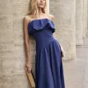 VESTIDO MIDI HELENA SAIA ASSIMÉTRICA - AZUL COBALT