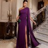 VESTIDO DE FESTA QUEBEC UM OMBRO - ROXO