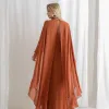 VESTIDO ANTONIETA LONGO CHIFFON CAPA BABADOS - TERRACOTA
