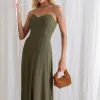 VESTIDO ANTONIETA LONGO CHIFFON CAPA BABADOS - VERDE OLIVA