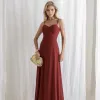 VESTIDO ANTONIETA LONGO CHIFFON CAPA BABADOS - VINHO