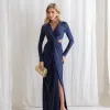 VESTIDO COLÔMBIA BUSTO TORCIDO MANGA LONGA - AZUL MARINHO