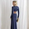 VESTIDO COLÔMBIA BUSTO TORCIDO MANGA LONGA - AZUL MARINHO