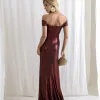 VESTIDO CRETA ACETINADO DRAPEADO - VINHO
