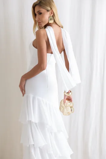 VESTIDO MEDELLÍN BABADOS CHOKER - OFF WHITE