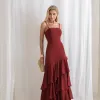 VESTIDO MEDELLÍN BABADOS CHOKER - MARSALA