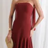 VESTIDO MEDELLÍN BABADOS CHOKER - MARSALA