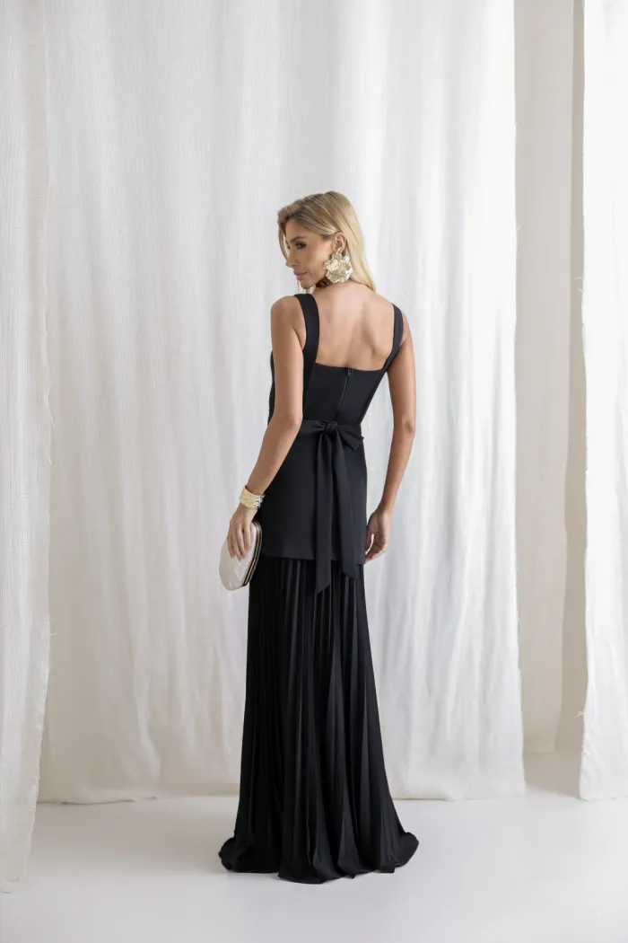 VESTIDO MIAMI SAIA PLISSADA - PRETO