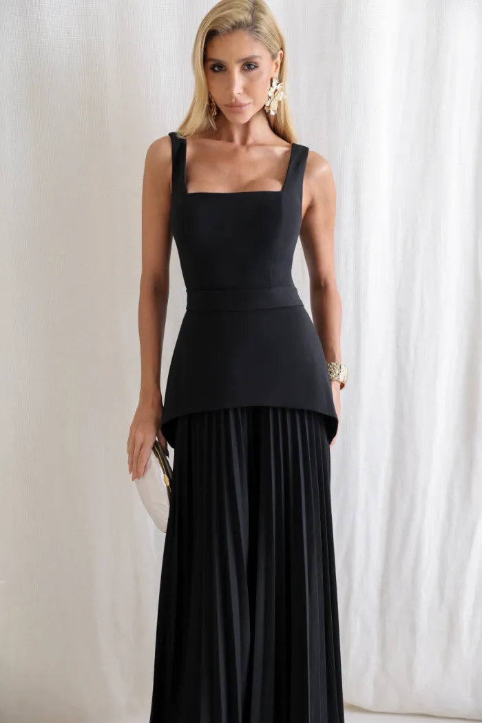VESTIDO MIAMI SAIA PLISSADA - PRETO