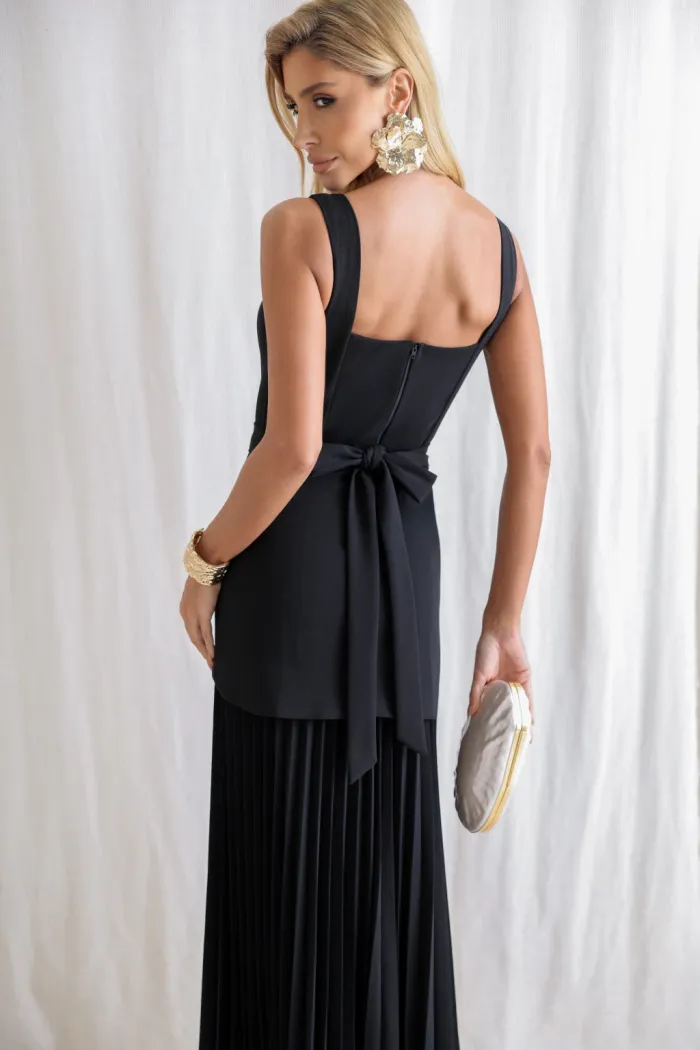 VESTIDO MIAMI SAIA PLISSADA - PRETO