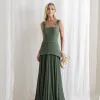 VESTIDO MIAMI SAIA PLISSADA - VERDE OLIVA