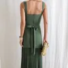 VESTIDO MIAMI SAIA PLISSADA - VERDE OLIVA