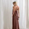 VESTIDO RENATA ALÇAS STRASS BABADOS - MARROM