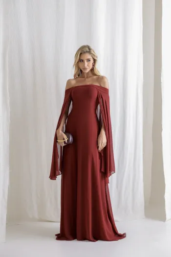 VESTIDO SANTORINI COM CAPA AVULSA - VINHO