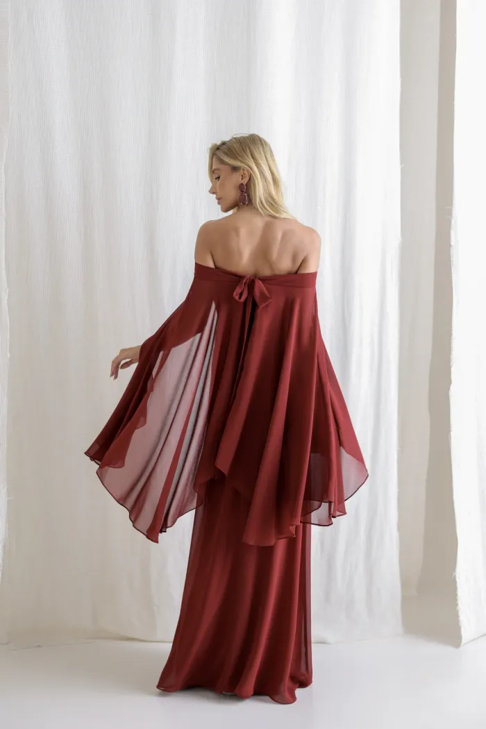 VESTIDO SANTORINI COM CAPA AVULSA - VINHO