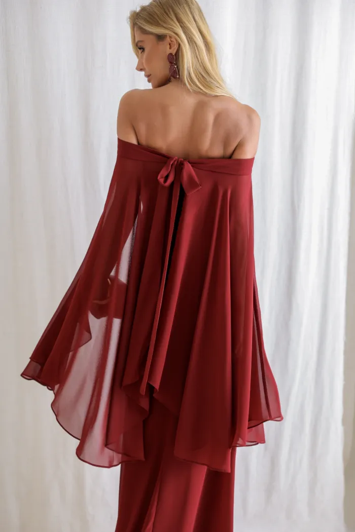 VESTIDO SANTORINI COM CAPA AVULSA - VINHO