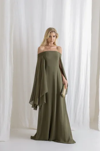 VESTIDO SANTORINI COM CAPA AVULSA - VERDE OLIVA