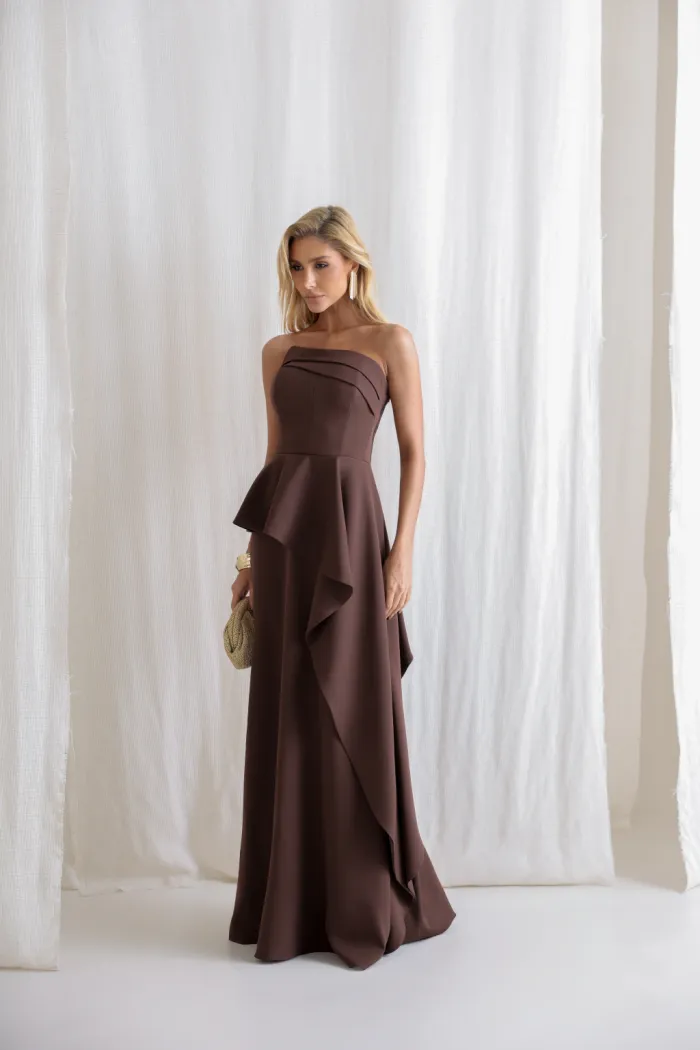 VESTIDO SEUL TOMARA QUE CAIA - MARROM