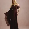 VESTIDO DE FESTA ABU DAHBI OMBRO FIVELA - MARROM