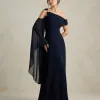 VESTIDO DE FESTA ABU DAHBI OMBRO FIVELA - AZUL MARINHO