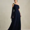 VESTIDO DE FESTA ABU DAHBI OMBRO FIVELA - AZUL MARINHO